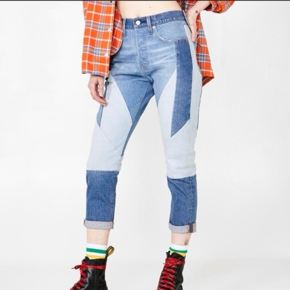 Levi's Women's Skinny Jeans - Light and Dark Blue - Picture 2 of 7